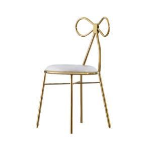 Outdoor Furniture Elegant Art Design Velvet Cushion Breathable Chair Back with Golden Leg Restaurant Outdoor Dining Chair
