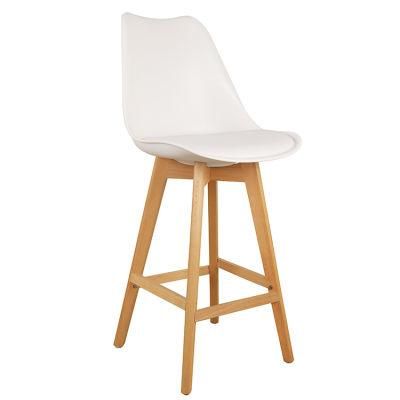 Wholesale Bar Furniture Simple Style Beech Wood Legs PP Plastic Bar Chair