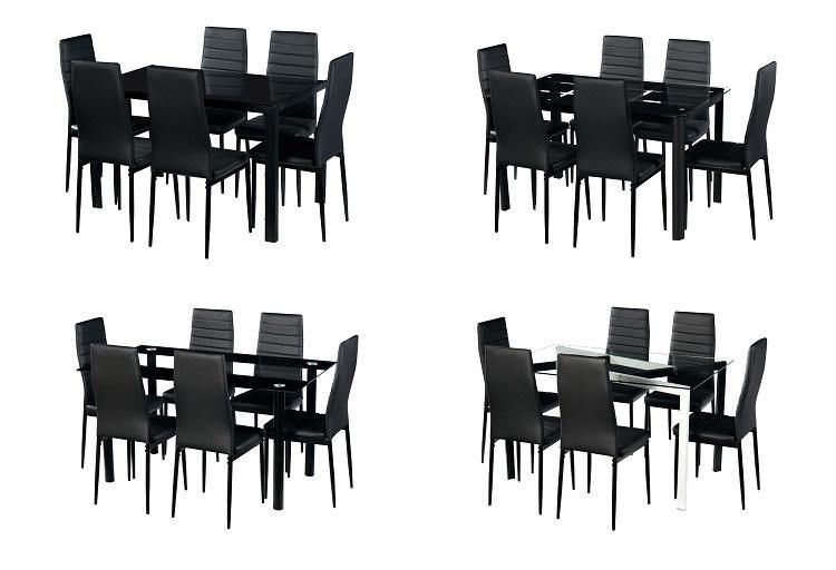 Modern Design Hot Simple Style High Strength Glass Black Living Room Dining Table