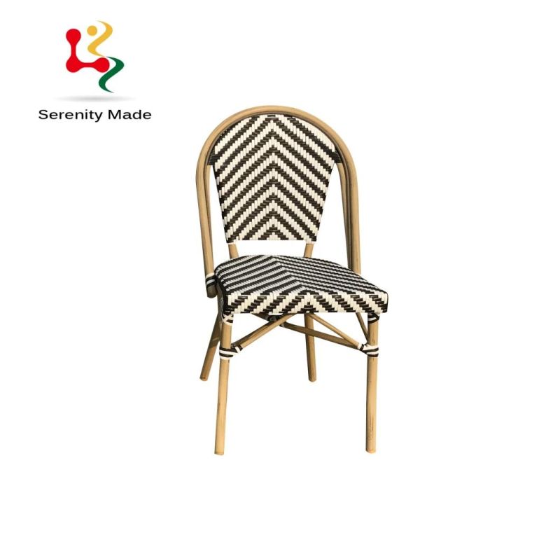Bistro Furniture Stack-Able Aluminium Frame Rattan Dining Outdoor Chair