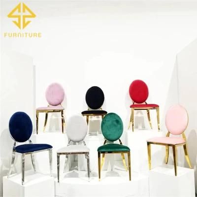 Cheap Wholesale Stainless Steel Small Round Back Wedding Banquet Hotel Party Dining Chair