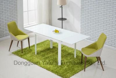 Factory Extension Metal Dining Table Set White Glass Furniture