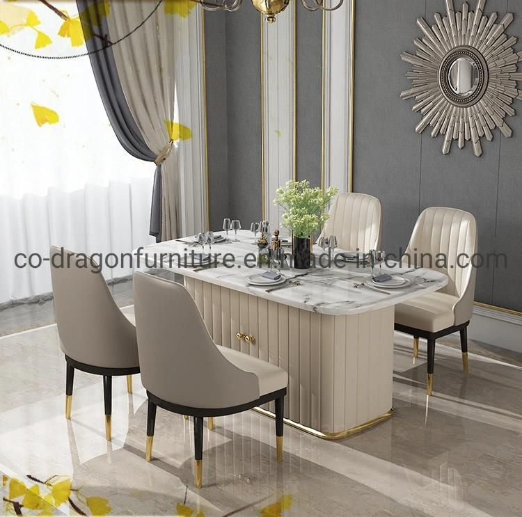 Modern Marble Top Dining Table with Cabinet for Home Furniture