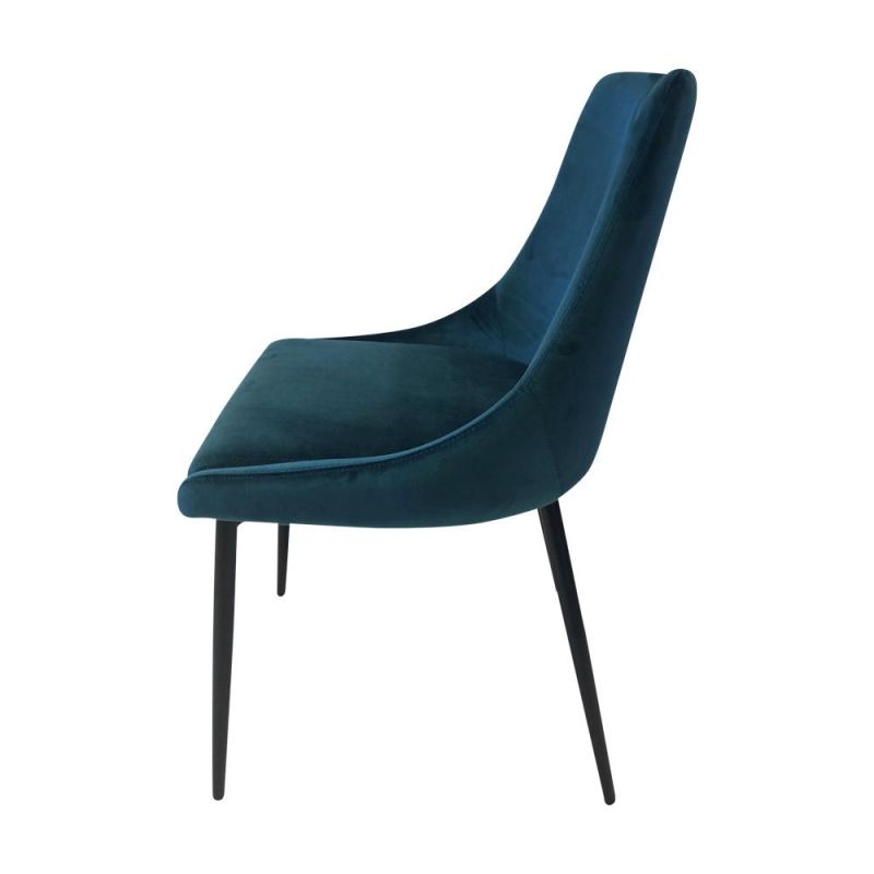 Nordic Style Furniture Guangdong Blue Color Velvet Upholstered Home Hotel Rest Chair