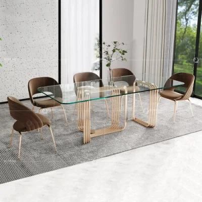 Europen Style Dining Room Furniture 4 Chairs Glass Dining Table Set