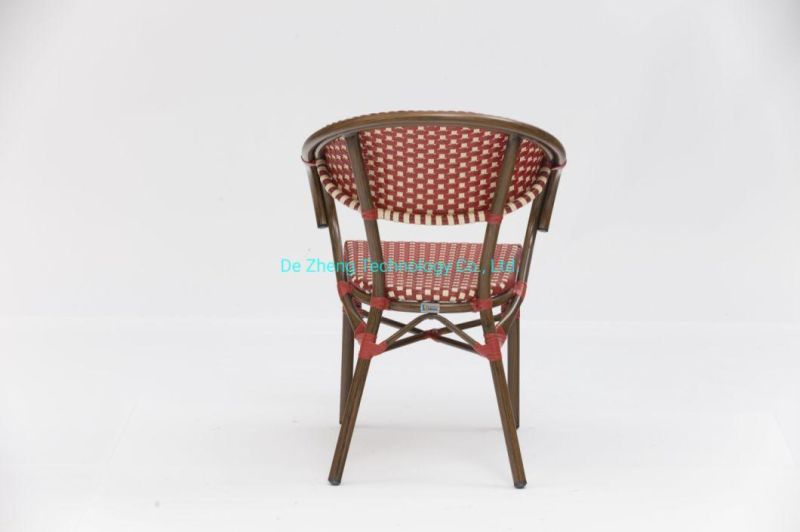 Outdoor Furniture Supplier Stackable Rattan Wicker Armchair Garden Restaurant Bistro French Terrace Chairs