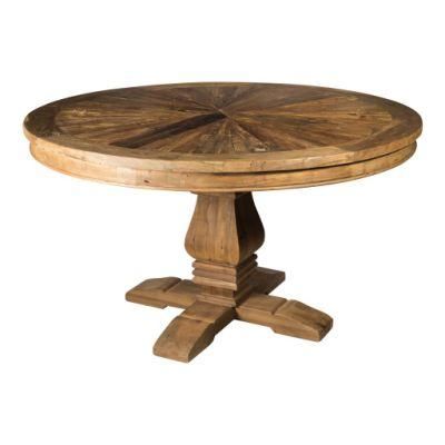 Kvj-Rr31 Reclaimed Fir Wood Round Rustic Parquet Kd Dining Table