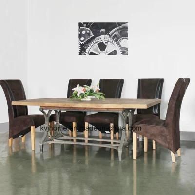 Rustic Recycled Elm Iron Branded Dining Table (Dt-4061)