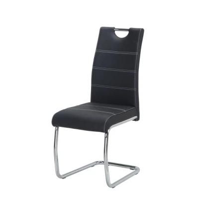 Fashionable PU Leather Chrome Dining Chairs with Chromed Legs