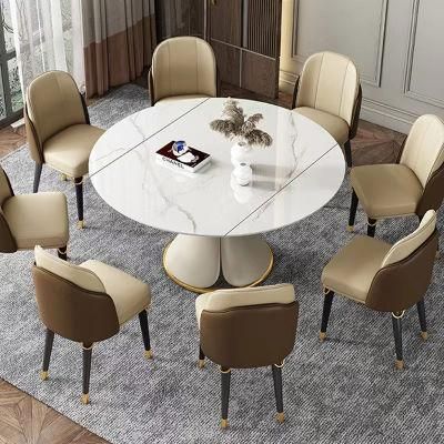 Luxury Stainless Steel Square Marble Dining Table Set Furniture Imported Modern Dine Room Folding Dining Tables