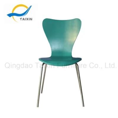 Dining Chair Wooden Seat Chrome Legs