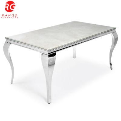 Foshan Factory Rectangular Dining Table Set Marble Top Dining Tables with 8 Seater