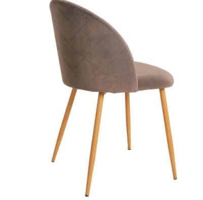 OEM Wholesale Elegant Dining Chair Metal Leg Soft Velvet Fabric Dining Room Chair
