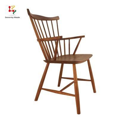 Modern Hotel Leisure Furniture Wooden Dining Chair with Armrest
