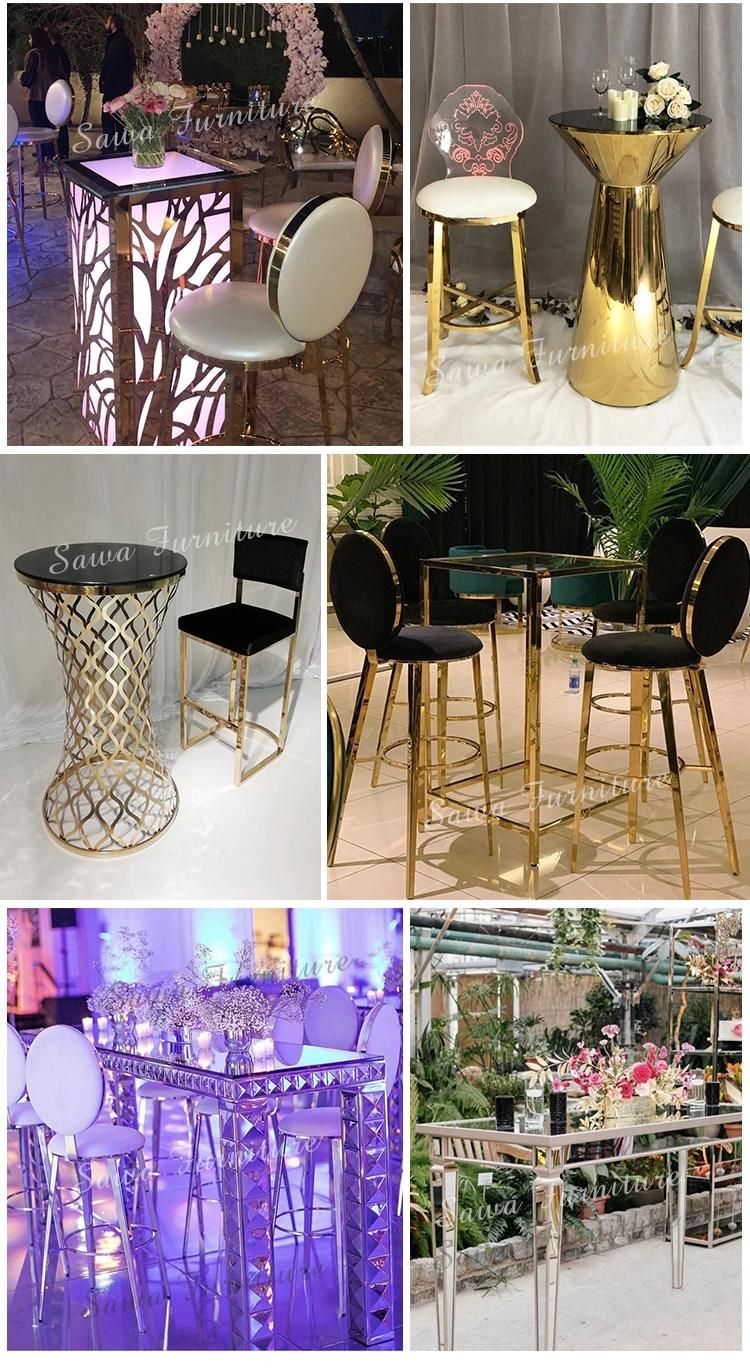 Gold Wedding Banquet Furniture Metal Bar Chair for Event Dining