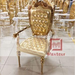 Luxury Gold Frame Gold Leather Dining Chair