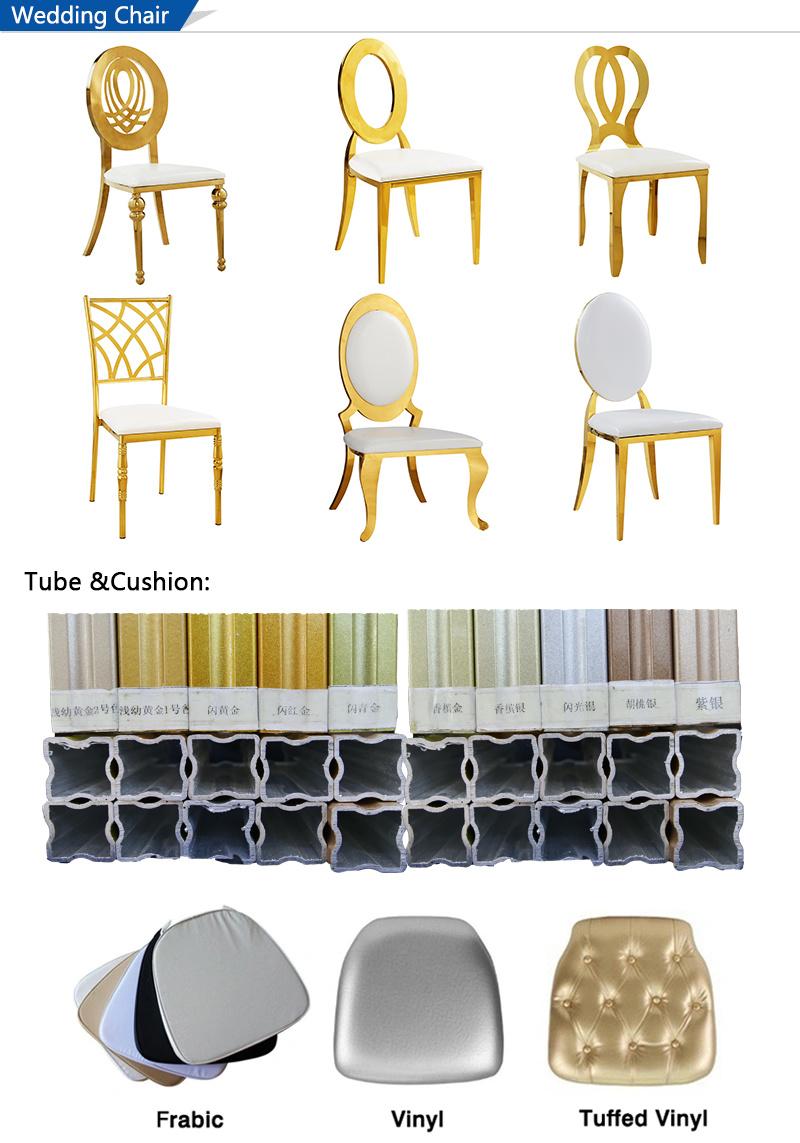 Stainless Steel Luxury Golden Stacking Modern Round Back Metal Hotel Restaurant Wedding Banquet Chiavari Dining Chair