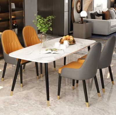 Hot Sale Modern Style Home Dining Furniture Coffee Steel Restaurant Wholesale Dining Table Metal Iron Legs Marble Material Dining Table
