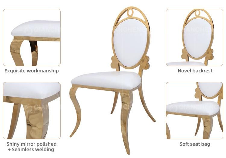 Golden Stainless Steel Wedding Event Party Leather Chair