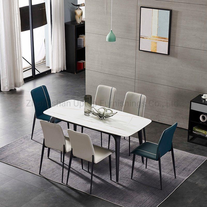 Marble Table Leather Chairs Dining Room Furniture (SP-DT112)