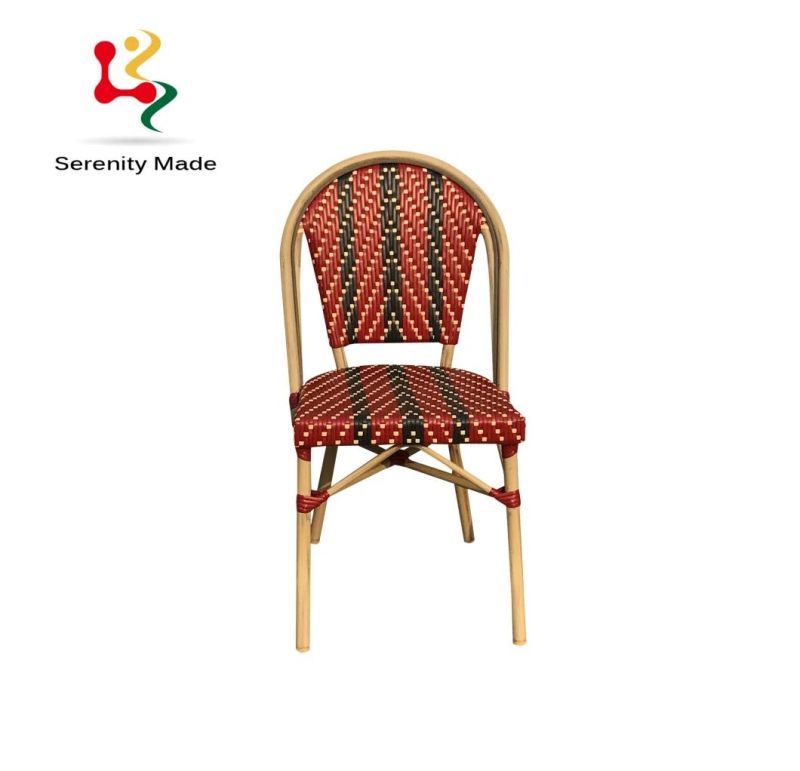 Bistro Furniture Stack-Able Aluminium Frame Rattan Dining Outdoor Chair