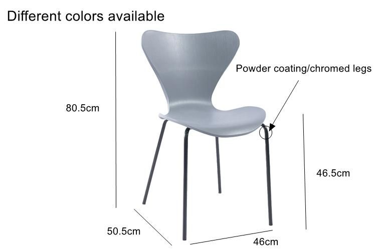 Modern Dining Chair with Tube Metal Chrome Legs Free Sample Restaurant