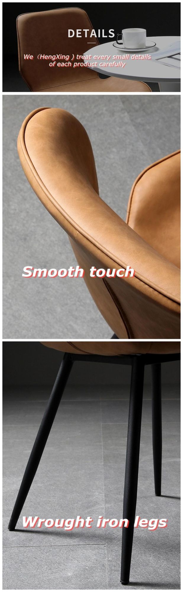 Home Furniture Modern Comfort Leather Bowl Chair PU Leisure Metal Frame Chair