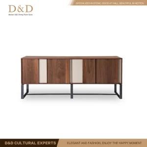 Home Use Walnut Wood Side Table with Steel Leg