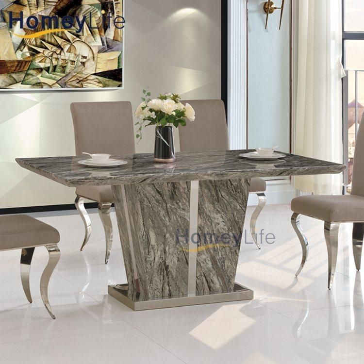 Home Furniture Antique Marble Dining Table with 6 Chairs
