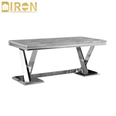 Home Furniture Wholesale Price Italian Design Dining Room Rectangular Mesa Stainless Steel Leg Villa Luxury Dining Table for Hotel Restaurant