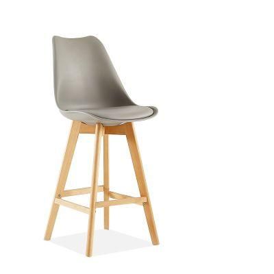 Modern Minimalist Restaurant Chair Nordic Plastic Bar Stool Solid Wood High Bar Chair Ins Dining Chair