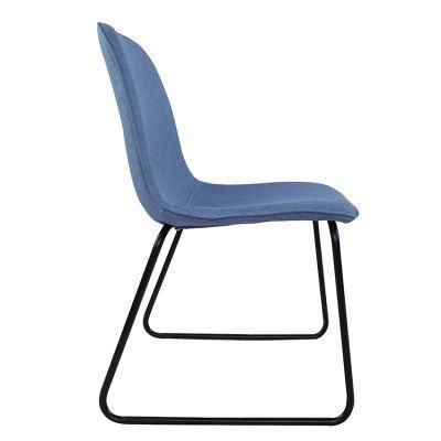 Wholesale Factory China Wholesale Home Furniture New Design Metal Chairs Blue Grey Fabric Dining Chairs