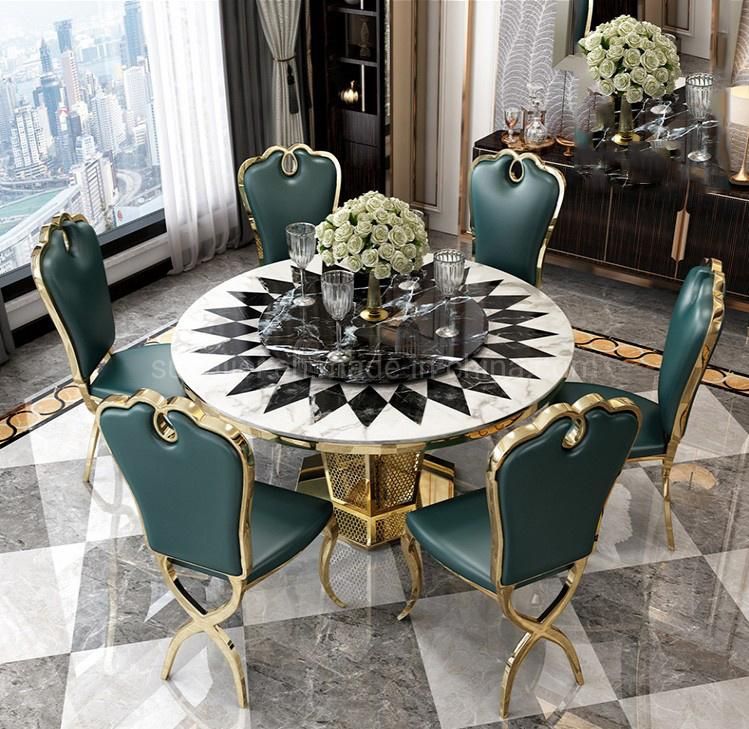 European Custom Calacatta Quartz Stone Top Dining Table for Sale
