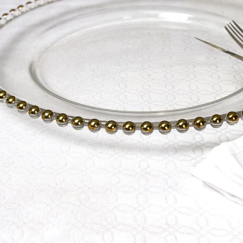 Clear Transparent Crystal Gold Silver Edge Glass Food Plate for Wedding