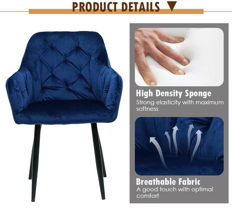 Nordic Upholstered Restaurant Dining Room Fabric Velvet Modern Dining Chair