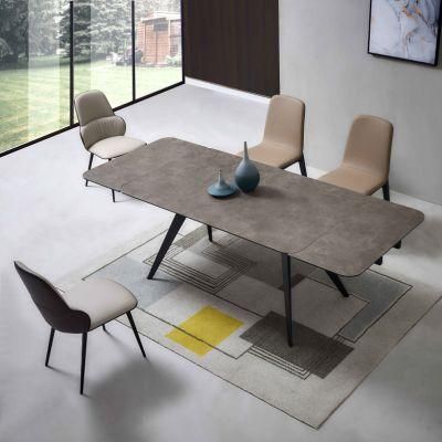 Hot Sale Ceramic Table Metal Extension Dining Furniture