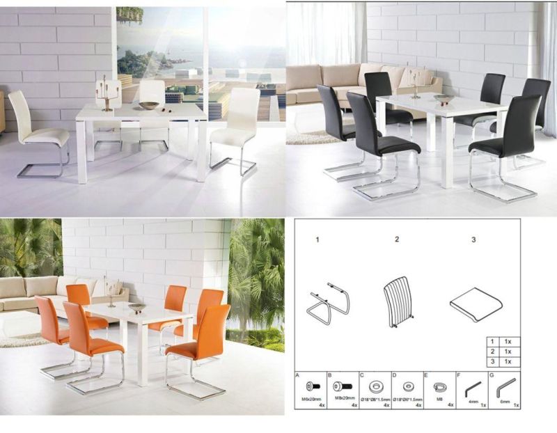 2021 Hot Sale Different Colors Optional PU Leather Dining Chair with Chrome Metal Tube Legs