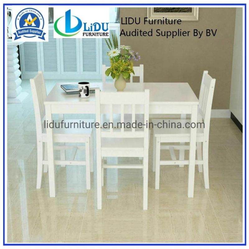Modern Solid Pine Wood Dining Table Set with Chairs