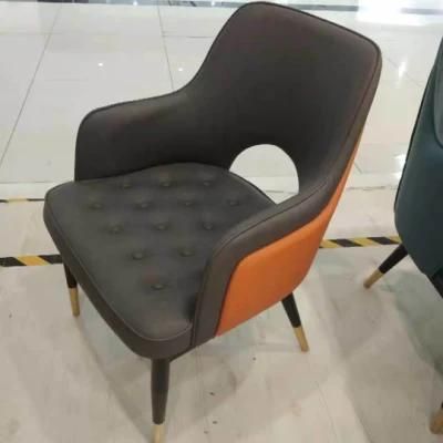 Home Furniture Cheap Metal Legs Leather Upholstered Dining Chairs