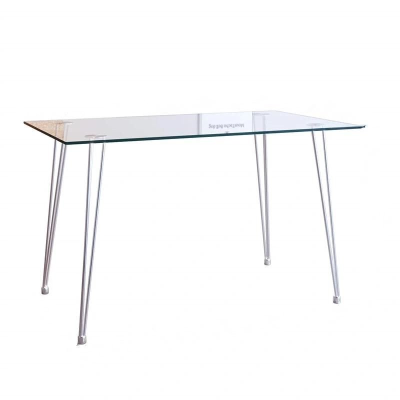 Modern Tempered Transparent Square Glass Top Table Dining Table