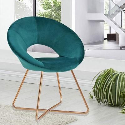 Home Dining Room Furniture Blue Fabric Velvet Restaurant Dining Swivel Chair