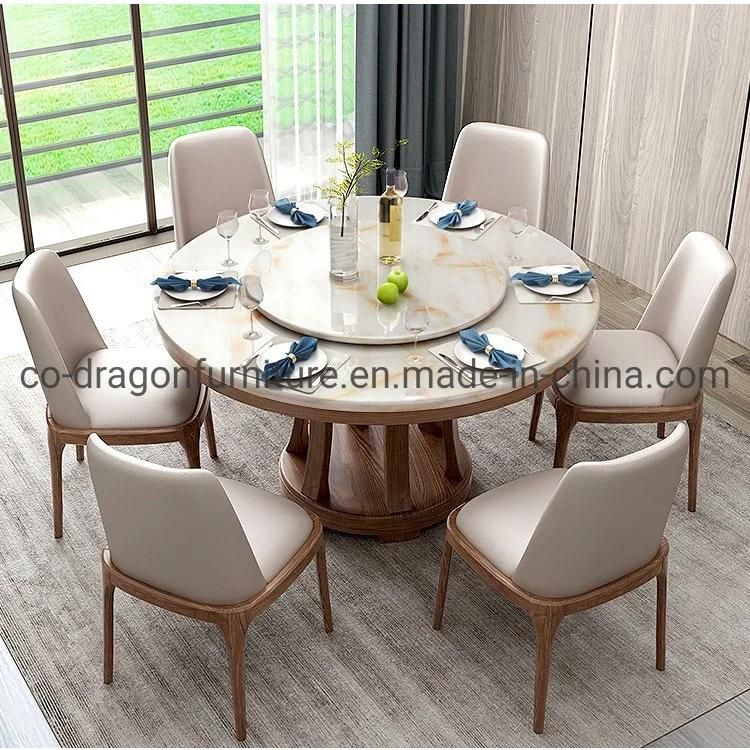 Modern Dining Table 6 Seats with Wooden and Marble Top
