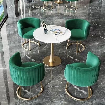 Light Luxury Dining Room Nordic New Fabric Leather Gold Metal Restaurant Dining Chairs