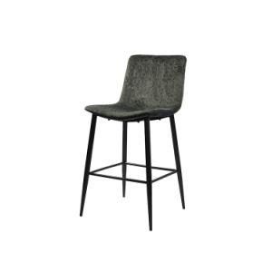 Simple Design PU Seat Black Painted Legs Bar Stool