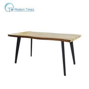 MDF Dining Room Furniture Black Powder Coating Legs Dining Table