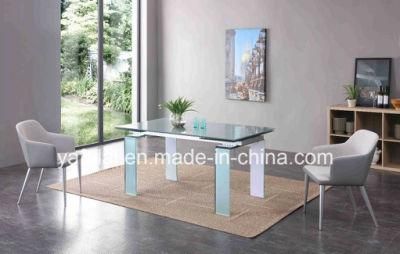 Hot Bending Silver Glass Dinging Table Extension Living Room Furniture
