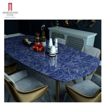 Luxury Restaurant Dining Hotel Banquet Wedding Event Furniture Table with Gemstone Countertop