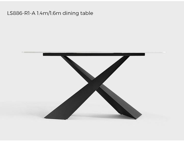 New Modern China Marble Glass Dining Table Set with High Quality Ls886r1