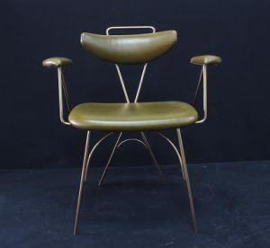 Classic Small Metal with Leather Dining Chair