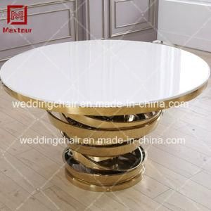 Gold Stainless Steel Base Marble or Glass Top Round Dining Table